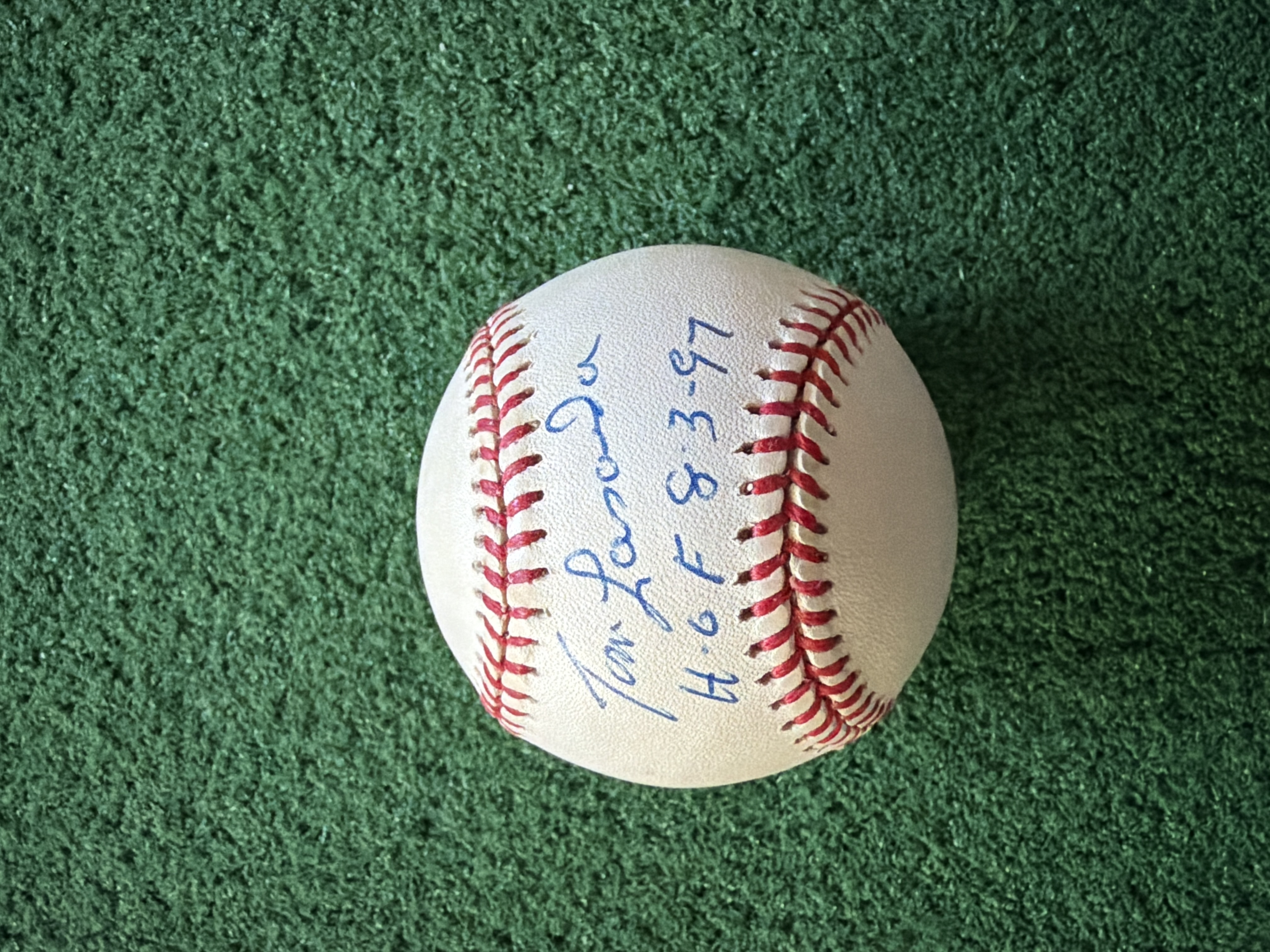 Tom Lasorda Signed Official NL Baseball HOF 8-3-97