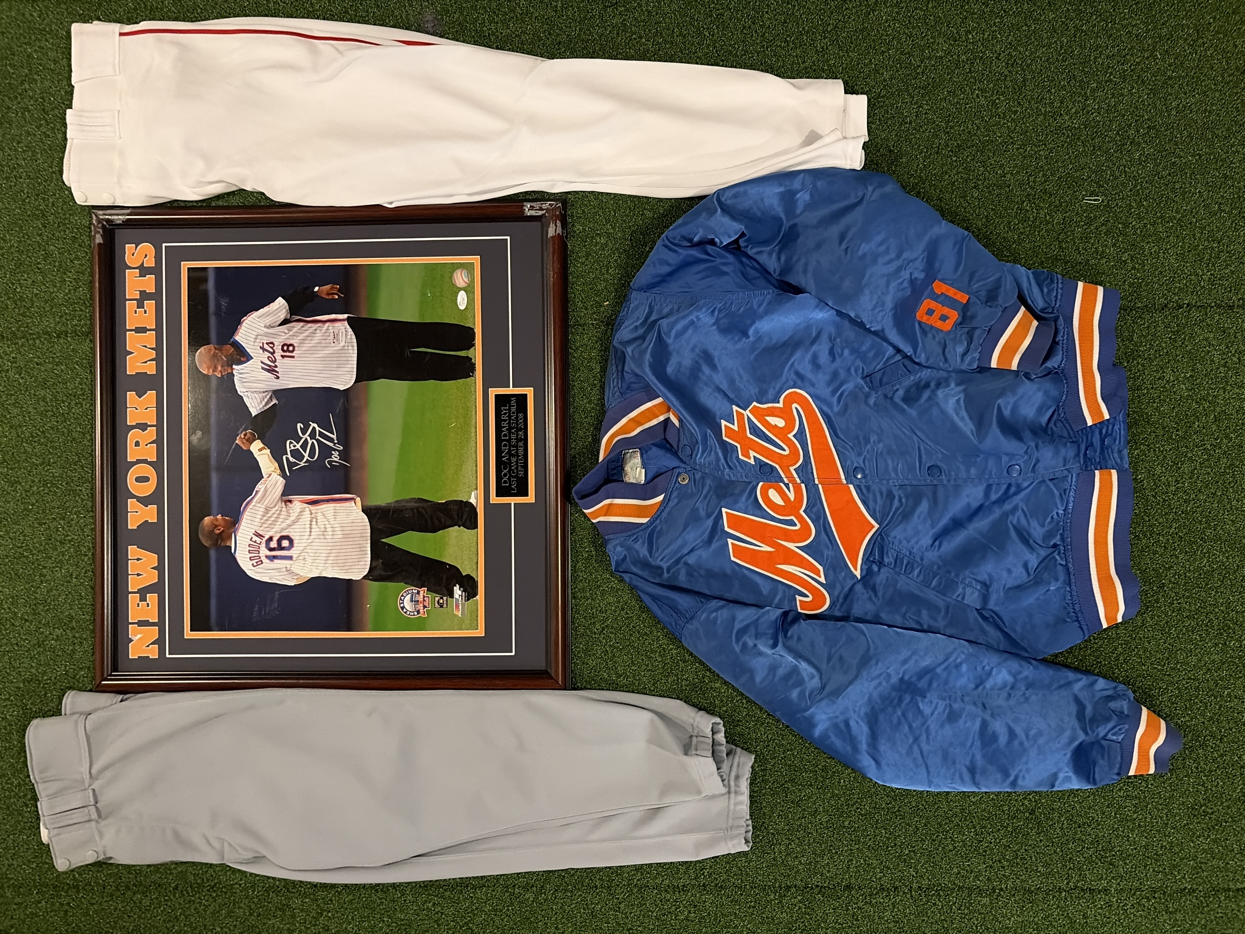 Mets 'Doc and Darryl' Dual-Signed Framed Photo with Jacket and Pants