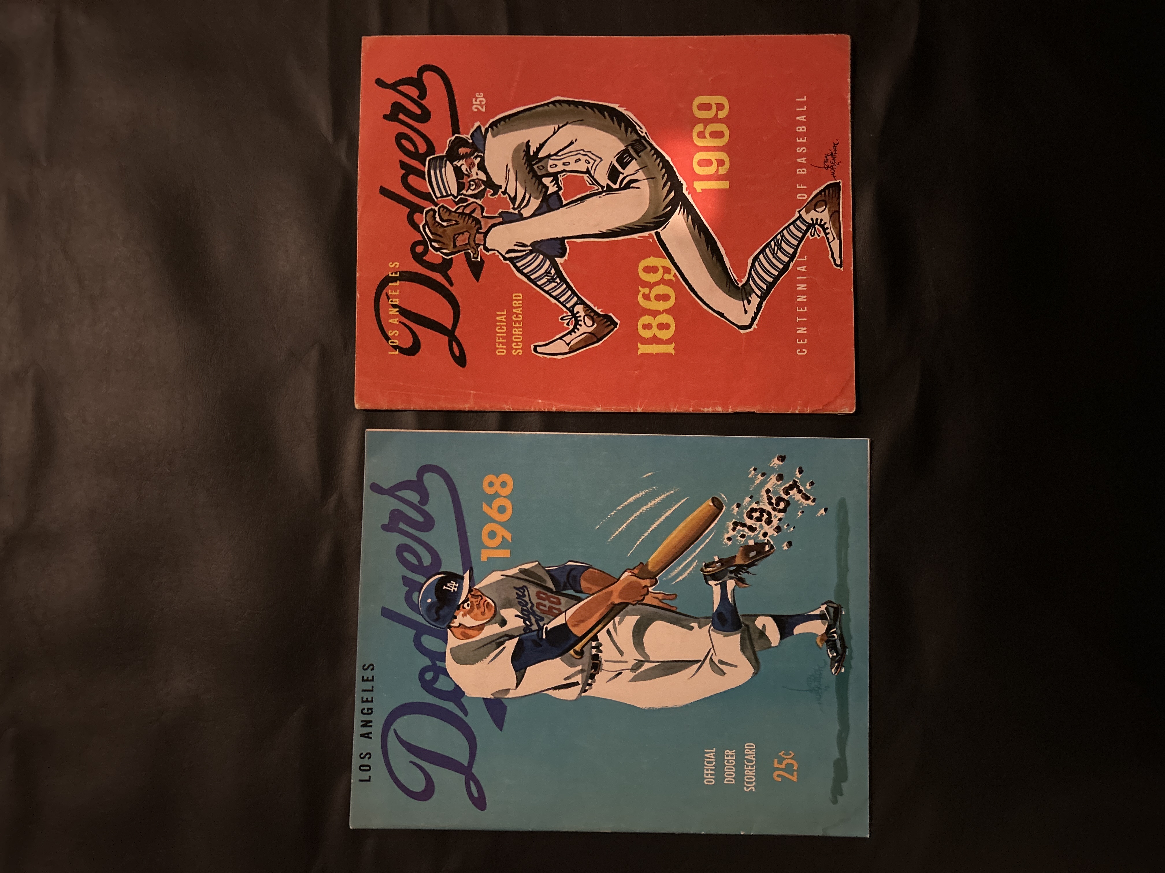 1968 & 1969 LA Dodgers Official Scorecard Programs — Koufax/Drysdale Era, Bobby V Draft Story
