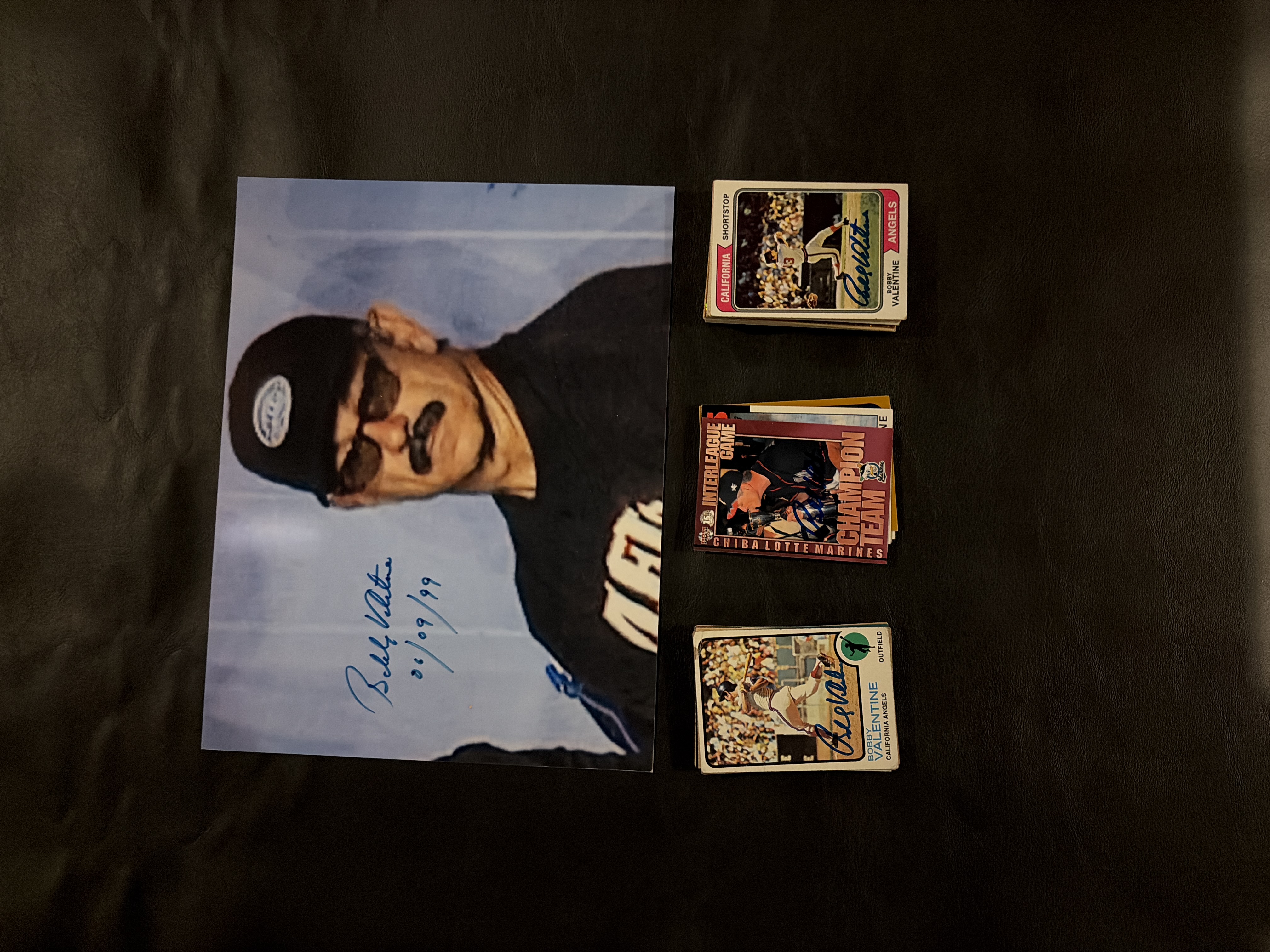 Bobby Valentine 1999 "Mustache" Autographed Photo + 61 Individually Signed Trading Cards