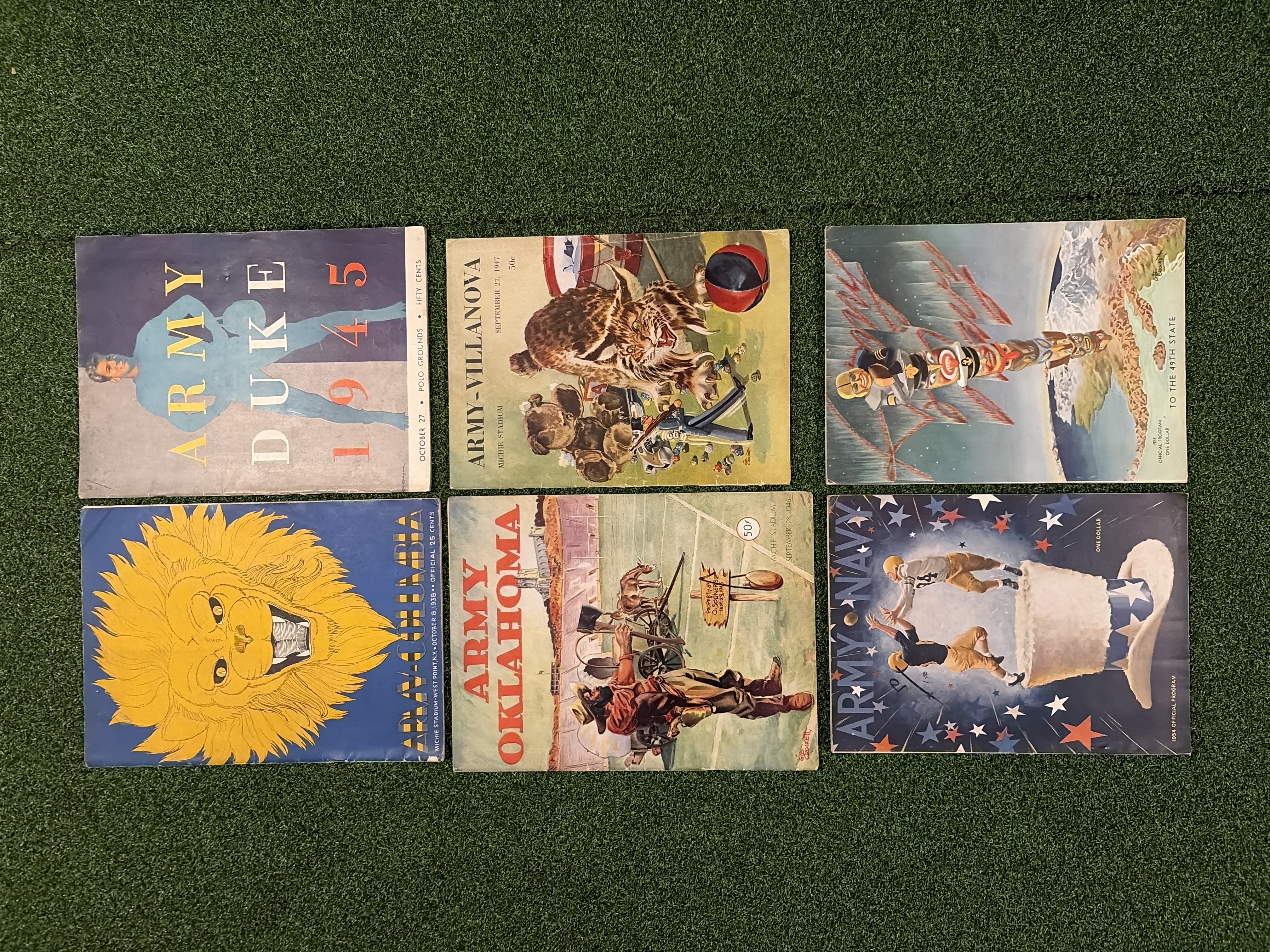 Lot of 6 Vintage Army Football Game Programs 1945-1959